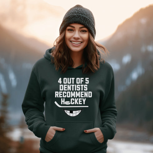 C & Win Sports 4 Out Of 5 Dentists Recommend Hockey Hoodie Forest Green / S - C & Win Sports