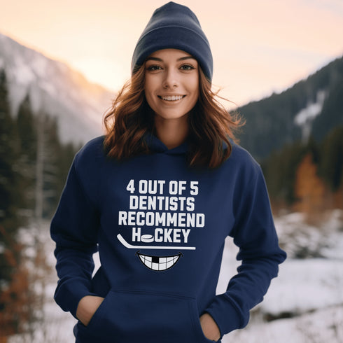 C & Win Sports 4 Out Of 5 Dentists Recommend Hockey Hoodie Navy / S - C & Win Sports