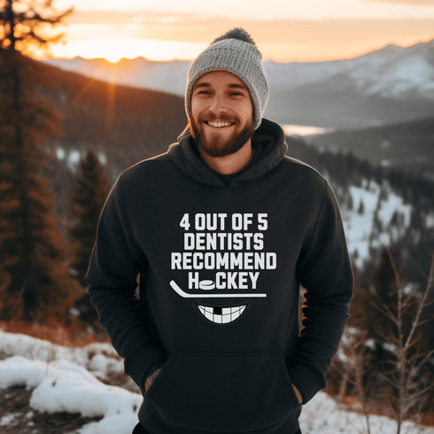 C & Win Sports 4 Out Of 5 Dentists Recommend Hockey Hoodie Dark Heather / S - C & Win Sports