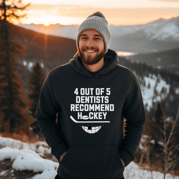 C & Win Sports 4 Out Of 5 Dentists Recommend Hockey Hoodie Dark Heather / S - C & Win Sports