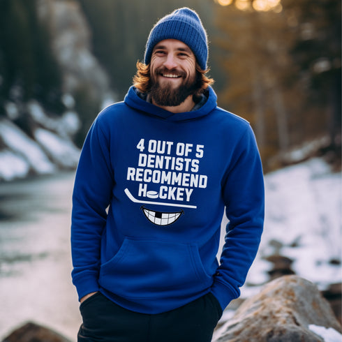 C & Win Sports 4 Out Of 5 Dentists Recommend Hockey Hoodie Royal / S - C & Win Sports