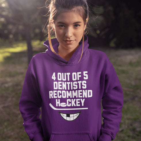 C & Win Sports 4 Out Of 5 Dentists Recommend Hockey Hoodie Purple / S - C & Win Sports