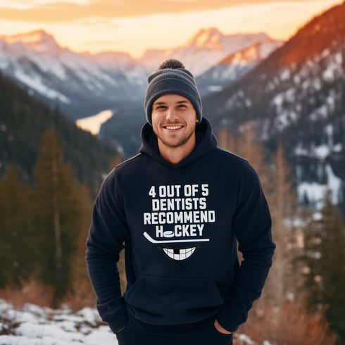 C & Win Sports 4 Out Of 5 Dentists Recommend Hockey Hoodie Navy / S - C & Win Sports