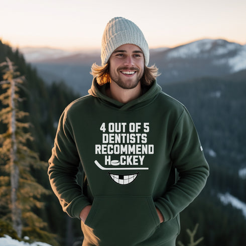 C & Win Sports 4 Out Of 5 Dentists Recommend Hockey Hoodie Forest Green / S - C & Win Sports