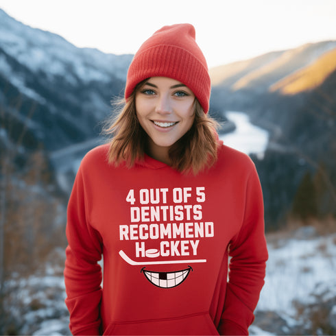 C & Win Sports 4 Out Of 5 Dentists Recommend Hockey Hoodie Red / S - C & Win Sports
