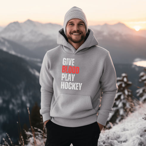 C & Win Sports Give Blood Play Hockey Hoodie Sport Grey / S - C & Win Sports