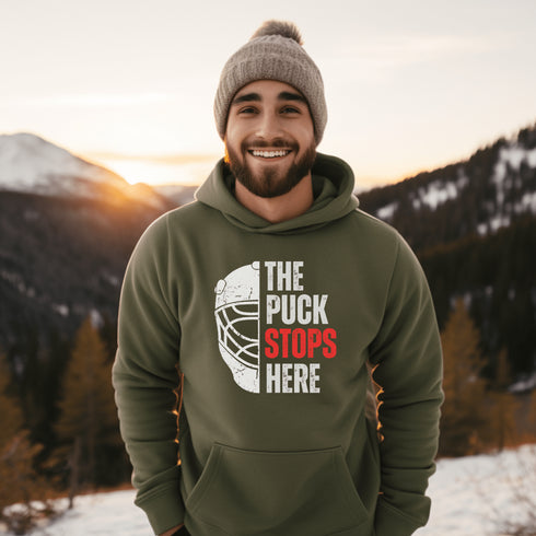 C & Win Sports The Puck Stops Here Hoodie Military Green / S - C & Win Sports