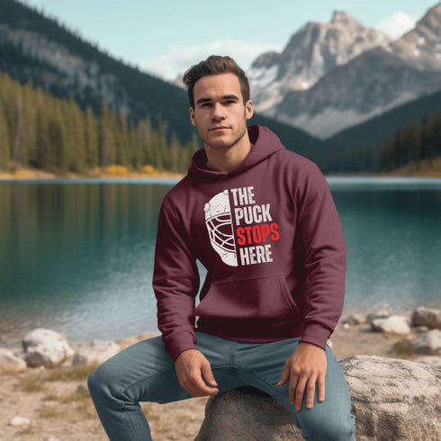 C & Win Sports The Puck Stops Here Hoodie Maroon / S - C & Win Sports