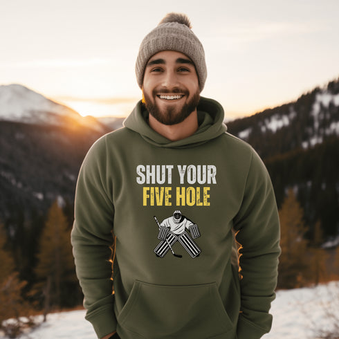 C & Win Sports Shut Your Five Hole Hoodie Military Green / S - C & Win Sports