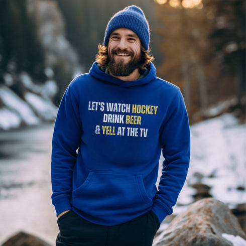 C & Win Sports Let's Watch Hockey Hoodie Royal / S - C & Win Sports