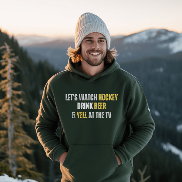 C & Win Sports Let's Watch Hockey Hoodie Forest Green / S - C & Win Sports