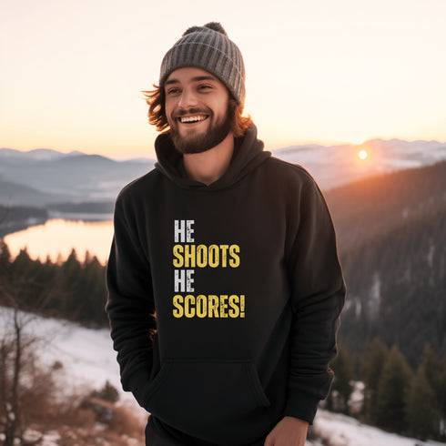 C & Win Sports He Shoots He Scores Hoodie Black / S - C & Win Sports