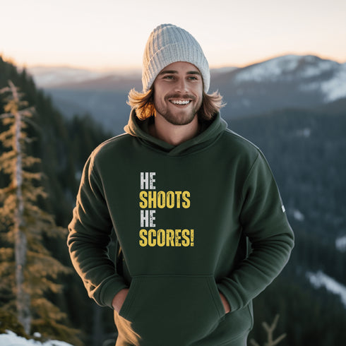 C & Win Sports He Shoots He Scores Hoodie Forest Green / S - C & Win Sports