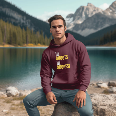 C & Win Sports He Shoots He Scores Hoodie Maroon / S - C & Win Sports