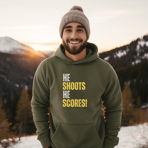 C & Win Sports He Shoots He Scores Hoodie Military Green / S - C & Win Sports