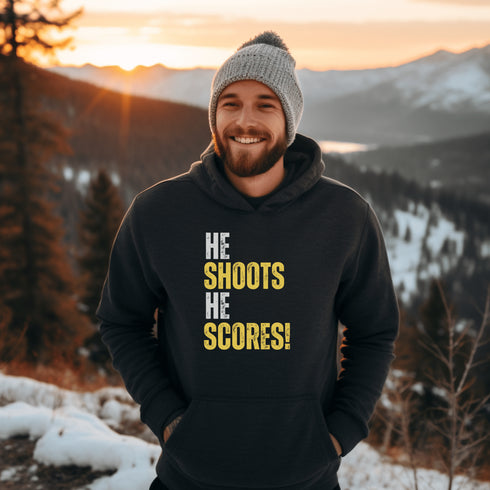 C & Win Sports He Shoots He Scores Hoodie Dark Heather / S - C & Win Sports