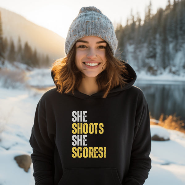 C & Win Sports She Shoots She Scores Hoodie Black / S - C & Win Sports