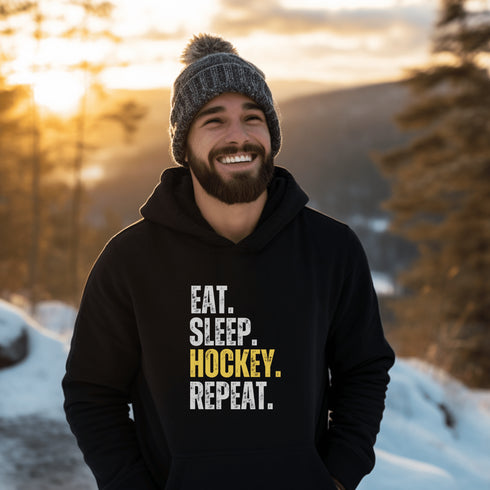 C & Win Sports Eat. Sleep. Hockey. Repeat. Hoodie Black / S - C & Win Sports
