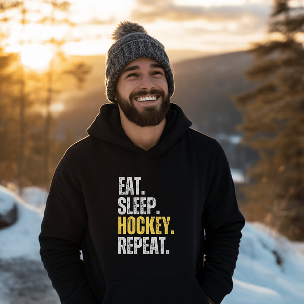 C & Win Sports Eat. Sleep. Hockey. Repeat. Hoodie Black / S - C & Win Sports