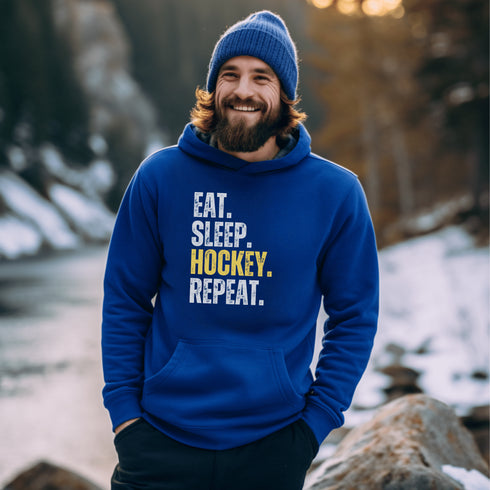 C & Win Sports Eat. Sleep. Hockey. Repeat. Hoodie Royal / S - C & Win Sports