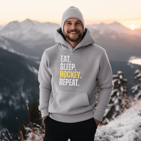 C & Win Sports Eat. Sleep. Hockey. Repeat. Hoodie Sport Grey / S - C & Win Sports