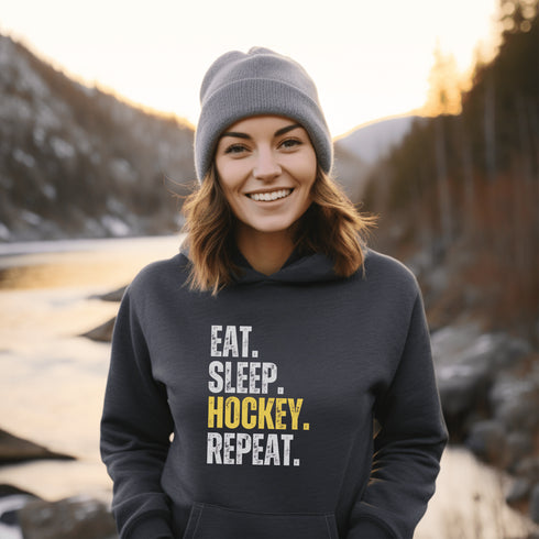 C & Win Sports Eat. Sleep. Hockey. Repeat. Hoodie - C & Win Sports