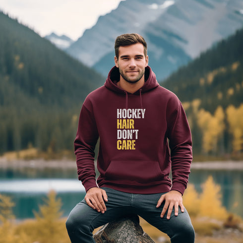 C & Win Sports Hockey Hair Don't Care Hoodie Maroon / S - C & Win Sports