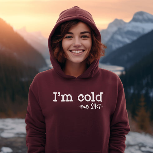 C & Win Sports I'm Cold Hoodie Maroon / S - C & Win Sports