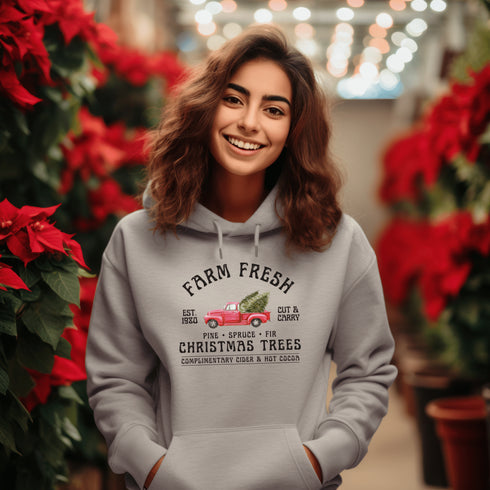 C & Win Sports Farm Fresh Christmas Trees Hoodie Sport Grey / S - C & Win Sports