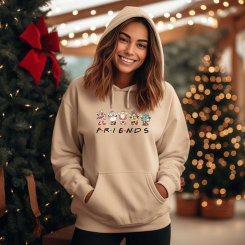 C & Win Sports Christmas Friends Hoodie Sand / S - C & Win Sports