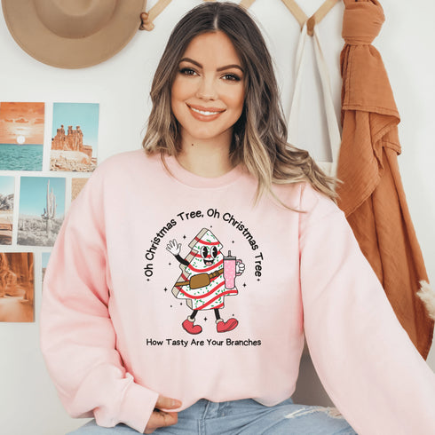 C & Win Sports Oh Christmas Tree Sweatshirt S / Light Pink - C & Win Sports