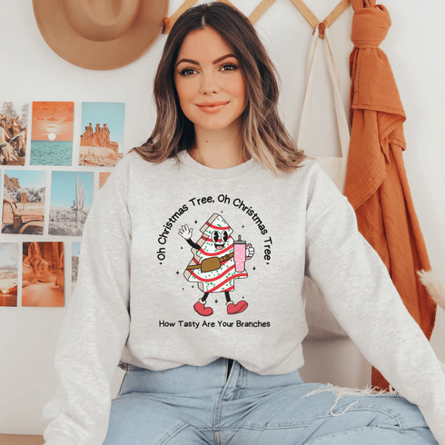 C & Win Sports Oh Christmas Tree Sweatshirt S / Ash - C & Win Sports