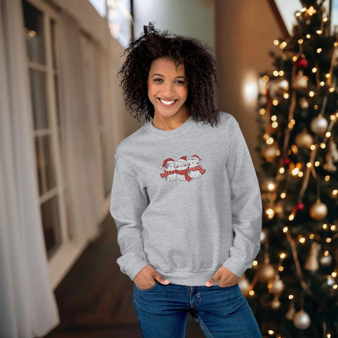 C & Win Sports Embroidered Christmas Cat Sweatshirt Sport Grey / S - C & Win Sports