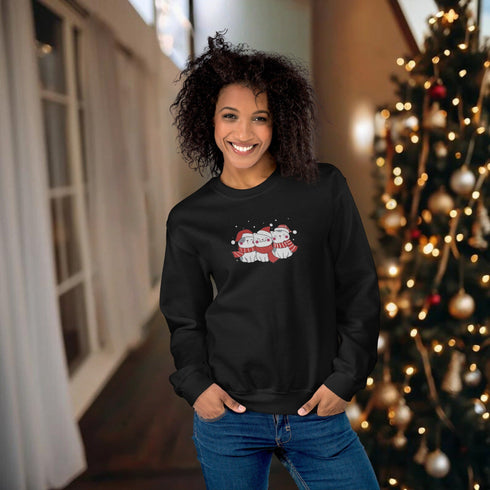 C & Win Sports Embroidered Christmas Cat Sweatshirt Black / S - C & Win Sports