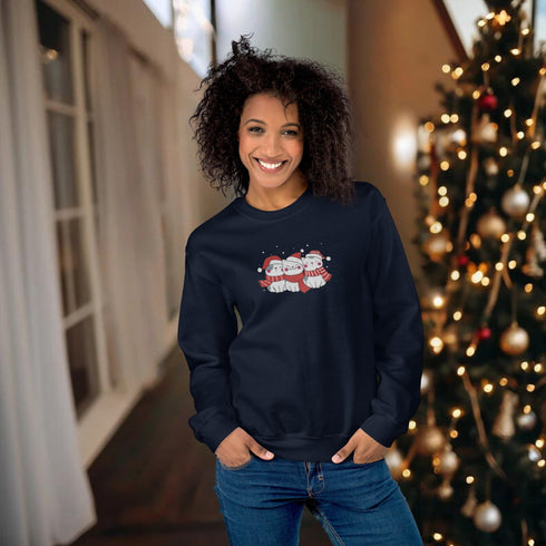 C & Win Sports Embroidered Christmas Cat Sweatshirt Navy / S - C & Win Sports