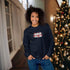 C & Win Sports Embroidered Christmas Cat Sweatshirt Navy / S - C & Win Sports