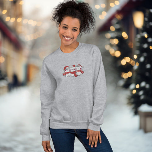 C & Win Sports Embroidered Christmas Cat Sweatshirt - C & Win Sports