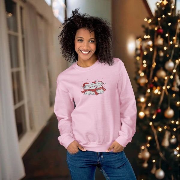 C & Win Sports Embroidered Christmas Cat Sweatshirt Light Pink / S - C & Win Sports