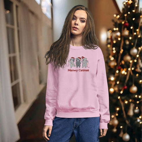 C & Win Sports Meowy Catmas Embroidered Sweatshirt - C & Win Sports