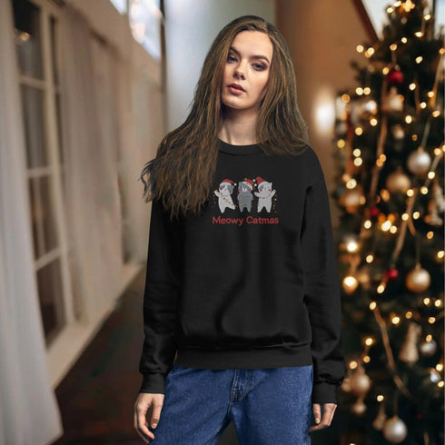 C & Win Sports Meowy Catmas Embroidered Sweatshirt - C & Win Sports