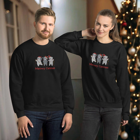 C & Win Sports Meowy Catmas Embroidered Sweatshirt - C & Win Sports