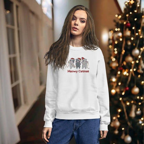 C & Win Sports Meowy Catmas Embroidered Sweatshirt - C & Win Sports