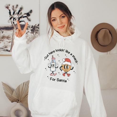 C & Win Sports Lookin' Like A Snack For Santa Hoodie White / S - C & Win Sports