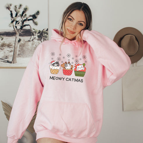 C & Win Sports Meowy Catmas Hoodie Light Pink / S - C & Win Sports