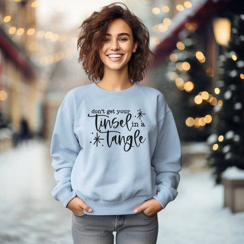 C & Win Sports Don't Get Your Tinsel In A Tangle Sweatshirt S / Light Blue - C & Win Sports