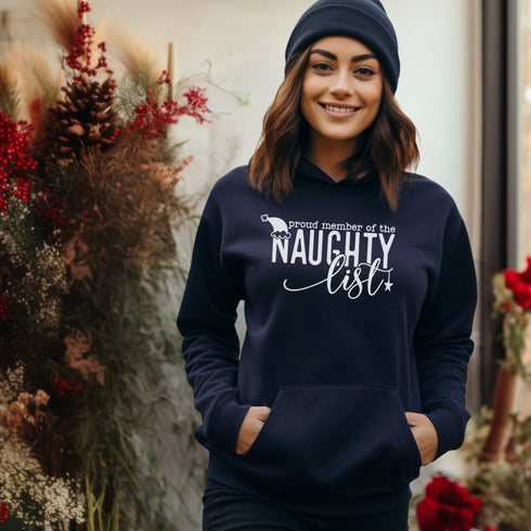 C & Win Sports Proud Member Of The Naughty List Hoodie Navy / S - C & Win Sports