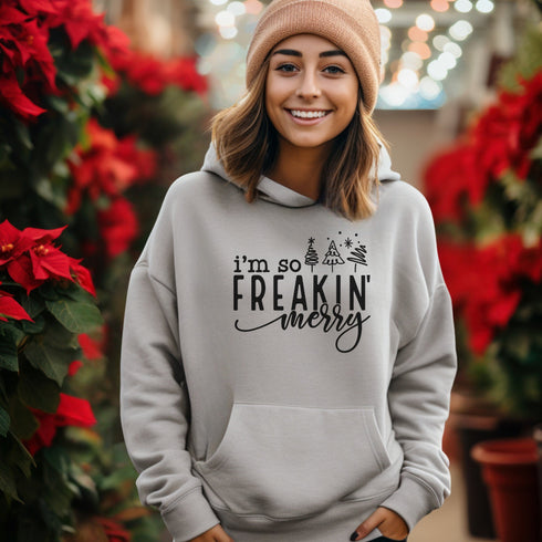 C & Win Sports I'm So freakin' Merry Hoodie Ash / S - C & Win Sports