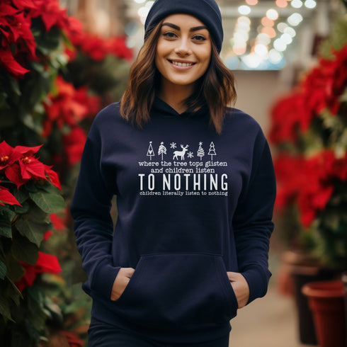 C & Win Sports Where The Tree Tops Glisten Hoodie Navy / S - C & Win Sports