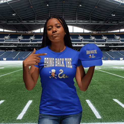 Introducing the "Bring Back The Beer Snake" T-shirt – the ultimate conversation starter (and possibly friendship saver) for every die-hard Winnipeg Bomber fan! This soft, stylish tee features a hilarious graphic of a beer running away from a mischievous snake, perfectly capturing the epic saga of the legendary beer snake.