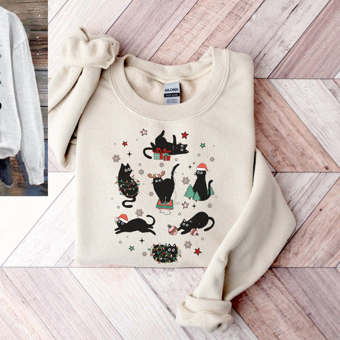 C & Win Sports Christmas Cat Sweatshirt - C & Win Sports